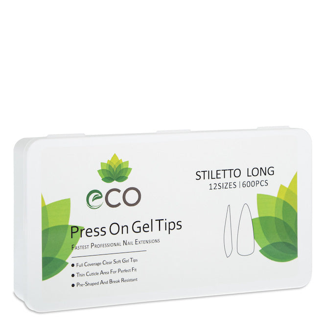 Press On Gel Tips - Stiletto Long 600 pcs